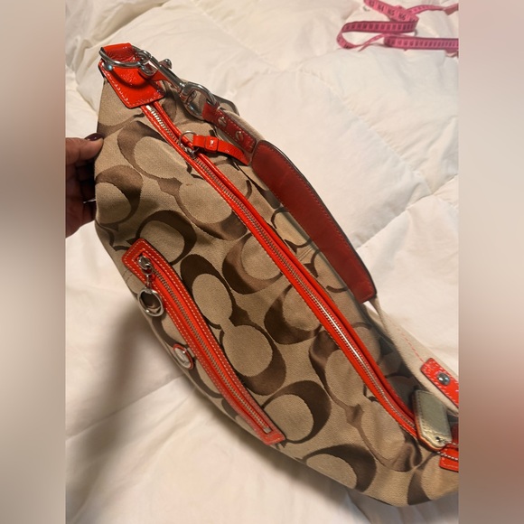 Coach Payton Hobo Bag 2012 in signature canvas with orange leather trim. - Picture 10 of 10